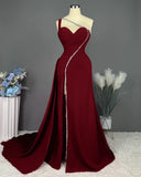 Niulatu Pink Long One Shoulder Sleeveless Prom Dress Long Slit Online HZ1103