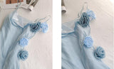 Niulatu Blue Bodycon Dress Spaghetti Strap Chiffon Long Prom Dress Graduation Prom Dress HZ1103