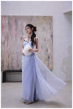 Niulatu A-Line Strapless Chiffon Pleated Long Prom Dress Chic Lace Graduation Prom Dress HZ1103