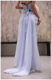 Niulatu A-Line Strapless Chiffon Pleated Long Prom Dress Chic Lace Graduation Prom Dress HZ1103