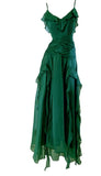 Niulatu Green A-Line Spaghetti Strap Chiffon Long Prom Dress V-Neck Layered Evening Gown HZ1103