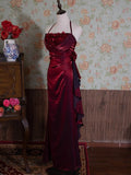 Niulatu Simple Bodycon Dress Spaghetti Strap Chiffon Long Prom Dress Applique Graduation Prom Dress HZ1103