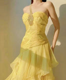 Niulatu A-Line One Shoulder Chiffon Long Prom Dress Sweet Layered Birthday Dress HZ1103