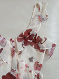 Niulatu ruffled halter dress with floral print HZ1103