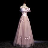 Niulatu A-Line Strapless Satin Tulle Long Prom Dress Graduation Prom Birthday Dress HZ1103