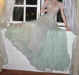 Niulatu A-Line Sequined Tulle Strapless Long Prom Dress Adult Ceremony Prom Dress HZ1103