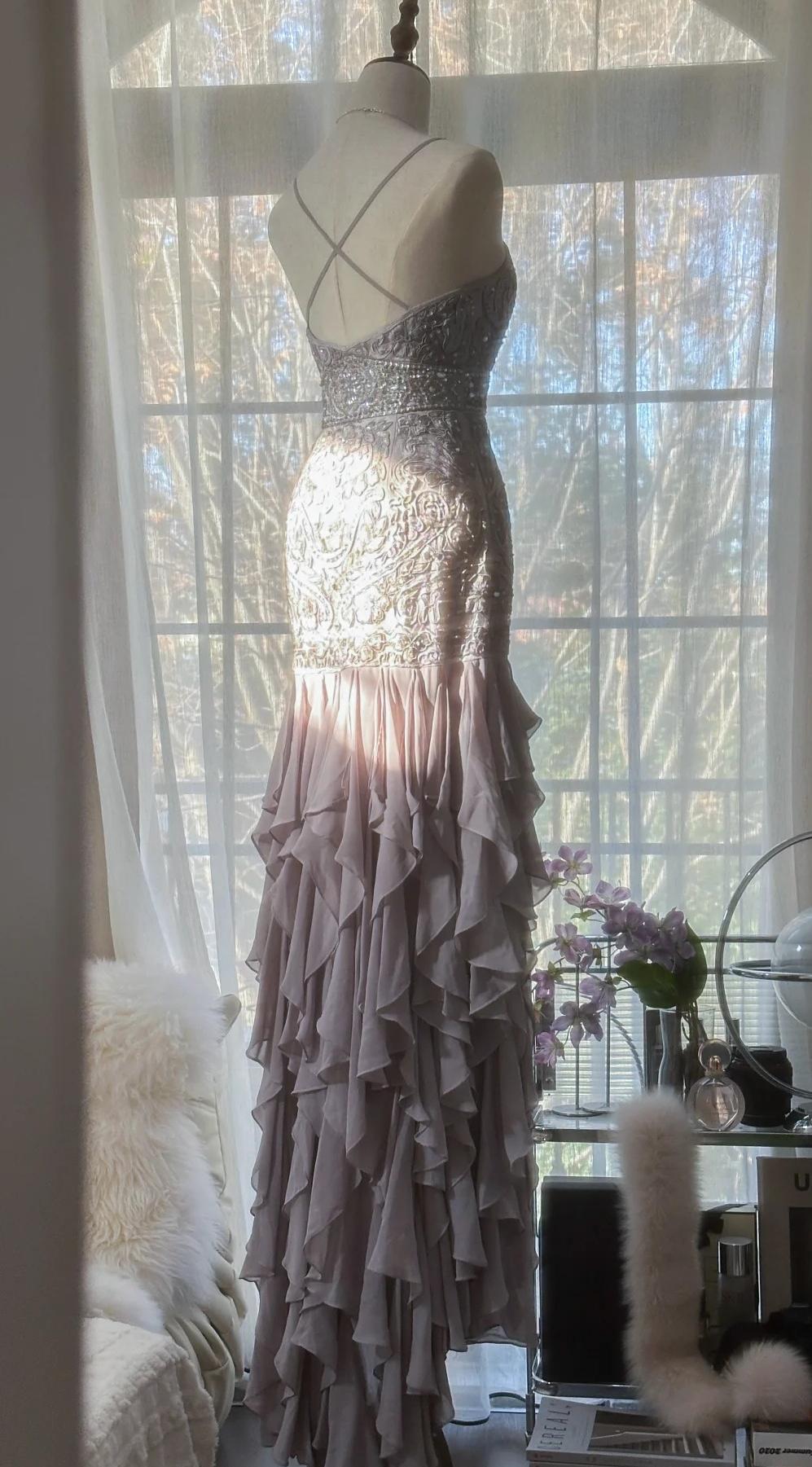 Niulatu Purple Spaghetti Strap Appliques Bodycon Open Back Evening Dresses Chiffon Sequin Long Prom Dresses HZ1026