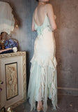Niulatu Vintage Mint Green Chiffon Mermaid Beaded Long Prom Dresses Ruffled Fairytale Birthday Dresses HZ1026