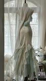 Niulatu Vintage Mint Green Chiffon Mermaid Beaded Long Prom Dresses Ruffled Fairytale Birthday Dresses HZ1026