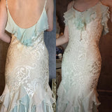 Niulatu Vintage Mint Green Chiffon Mermaid Beaded Long Prom Dresses Ruffled Fairytale Birthday Dresses HZ1026