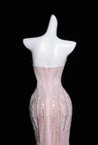 Niulatu Mermaid Strapless Tulle Diamond Long Prom Dress Sweet Wedding Dress Formal Dress HZ1103