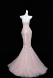 Niulatu Mermaid Strapless Tulle Diamond Long Prom Dress Sweet Wedding Dress Formal Dress HZ1103