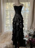 Niulatu ??Elegant Strapless Chiffon Applique Long Tiered Prom Dresses Backless Party Dresses HZ1026