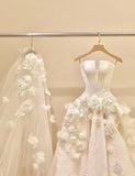Niulatu Spaghetti Strap Satin Long Prom Dress, Beautiful Applique Wedding Dress HZ1103