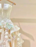 Niulatu Spaghetti Strap Satin Long Prom Dress, Beautiful Applique Wedding Dress HZ1103