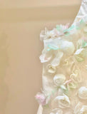 Niulatu Spaghetti Strap Satin Long Prom Dress, Beautiful Applique Wedding Dress HZ1103