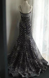 Niulatu Black Spaghetti Strap Chiffon Long Prom Skirt Polka Dot Evening Dress HZ1103