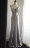 Niulatu Meimaid Satin Spaghetti Straps Beaded Long Prom Dress Sweetheart Neckline Formal Evening Dress HZ1103