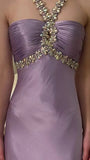 Niulatu Purple ??Satin Beaded Backless Long Prom Dress for Party&Birthday,Elegant Wedding Guest Outfits HZ1103