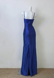 Niulatu Blue Elegant Spaghetti Straps Slit Long Prom Dress Charming Birthday Party Dress HZ1103