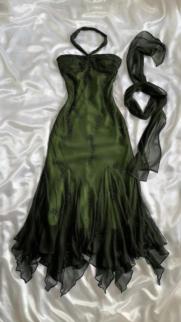 Niulatu Blue Chiffon Long Prom Dresses Elegant Beaded Party Dresses HZ1026