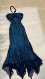 Niulatu Blue Chiffon Long Prom Dresses Elegant Beaded Party Dresses HZ1026
