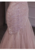 Niulatu Mermaid Strapless Tulle Sequined Long Prom Dress Sweet Wedding Dress HZ1103