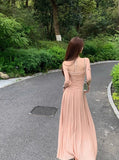 Niulatu style pleated waist dress with suspenders HZ1103