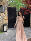 Niulatu style pleated waist dress with suspenders HZ1103