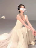 Niulatu fluffy mesh white suspender dress HZ1103