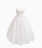Niulatu A-Line Spaghetti Strap Tulle Prom Dress Birthday Dress HZ1103