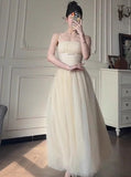 Niulatu A-Line Spaghetti Strap Tulle Prom Dress Birthday Dress HZ1103
