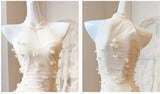 Niulatu Apricot Mermaid Turtleneck Tulle 3D Flower Prom Dress HZ1103