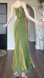 Niulatu Spaghetti Strap Bodycon Dress V Neck Glitter Silk Prom Dress HZ1103