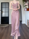 Niulatu Spaghetti Strap Bodycon Dress V Neck Glitter Silk Prom Dress HZ1103