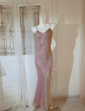 Niulatu Spaghetti Strap Bodycon Dress V Neck Glitter Silk Prom Dress HZ1103