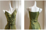 Niulatu Bodycon Dress Spaghetti Strap V-Neck Chiffon Satin Sleeveless Prom Dress HZ1103