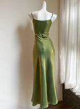Niulatu Bodycon Dress Spaghetti Strap V-Neck Chiffon Satin Sleeveless Prom Dress HZ1103