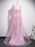 Niulatu Mermaid Strapless Tulle 3D Applique Long Prom Dress Sweet Wedding Dress HZ1103