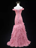 Niulatu Mermaid Off-the-shoulder Tulle Long Prom Dress Adult Ceremony Dress HZ1103