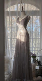 Niulatu Purple A-Line V Neck Tulle Lace Long Prom Dress Gorgeous Evening Dress HZ1103