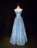 Niulatu A-Line Sweetheart Neck Tulle Sequin Long Prom Dress Exquisite Birthday Dress HZ1103