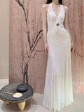 Niulatu Mermaid V-neck Velvet Chiffon Prom Dress HZ1103