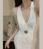 Niulatu Mermaid V-neck Velvet Chiffon Prom Dress HZ1103