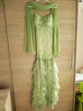 Niulatu Green Mermaid Vintage Party Dresses Sweetheart Chiffon Beaded Layed Prom Dresses HZ1026