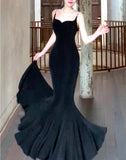 Niulatu Spaghetti Strap Black Mermaid Backless Prom Dress HZ1103