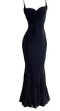Niulatu Spaghetti Strap Black Mermaid Backless Prom Dress HZ1103