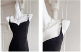 Niulatu Spaghetti Strap Black Mermaid Backless Prom Dress HZ1103
