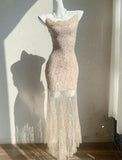 Niulatu Pink Spaghetti Strap Mermaid Tulle Sequined Prom Dress Birthday Dress HZ1103