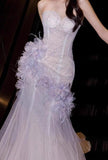 Niulatu Purple Mermaid Sweetheart Neck Tulle Sequin Prom Dress Quincea?a Ball Dress Wedding Dress HZ1103